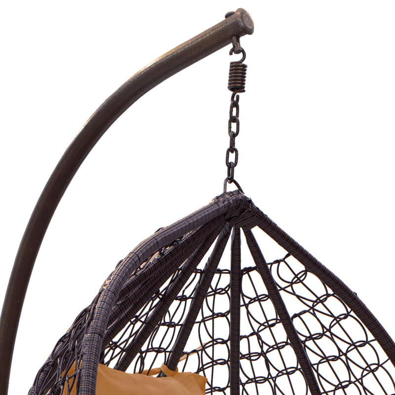 135-000023-3 Κούνια Zafer  κρεμαστή μέταλλο-pp καφέ σφ.-μαξιλάρι μπεζ 106x103x200εκ - Image 4