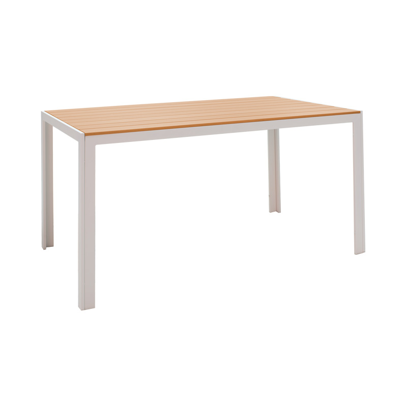 Τραπέζι Nares αλουμίνιο λευκό-plywood φυσικό 140x80x72.5εκ