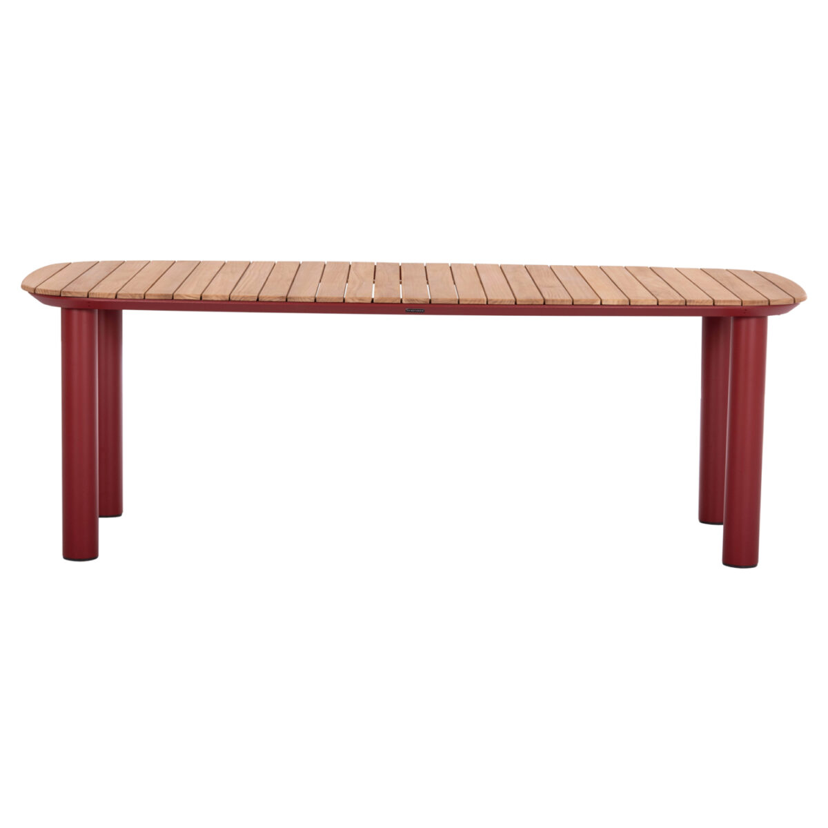 2 ΤΡΑΠΕΖΙ ΤΡΑΠΕΖΑΡΙΑΣ ΣΕΙΡΑ EUTOPIA SM6203.05 ΚΟΚΚΙΝΟ ΑΛΟΥΜΙΝΙΟ-ΞΥΛΟ TEAK 220x100x75Υ - Image 3