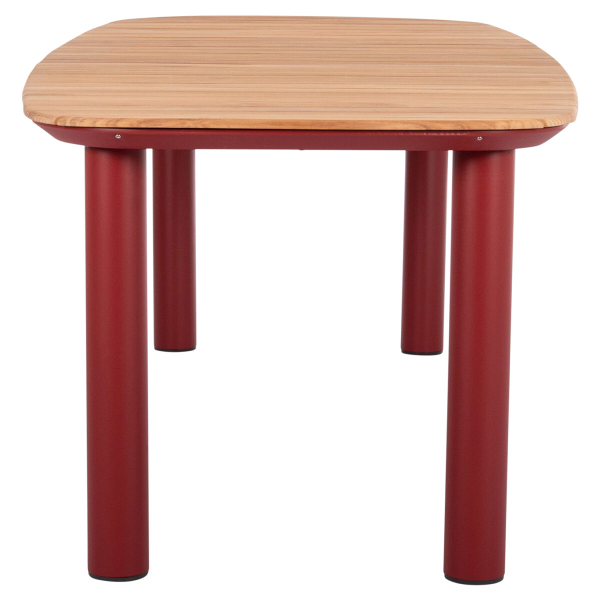 3 ΤΡΑΠΕΖΙ ΤΡΑΠΕΖΑΡΙΑΣ ΣΕΙΡΑ EUTOPIA SM6203.05 ΚΟΚΚΙΝΟ ΑΛΟΥΜΙΝΙΟ-ΞΥΛΟ TEAK 220x100x75Υ - Image 4