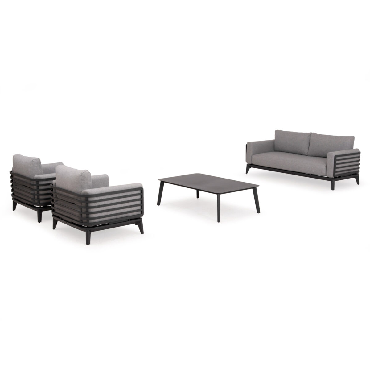 Σετ Σαλόνι Εξ.χώρου 4τμχ Σειρά Orion SM6192.01 Σκούρο Γκρι αλουμίνιο-Γκρι Olefin - Image 4