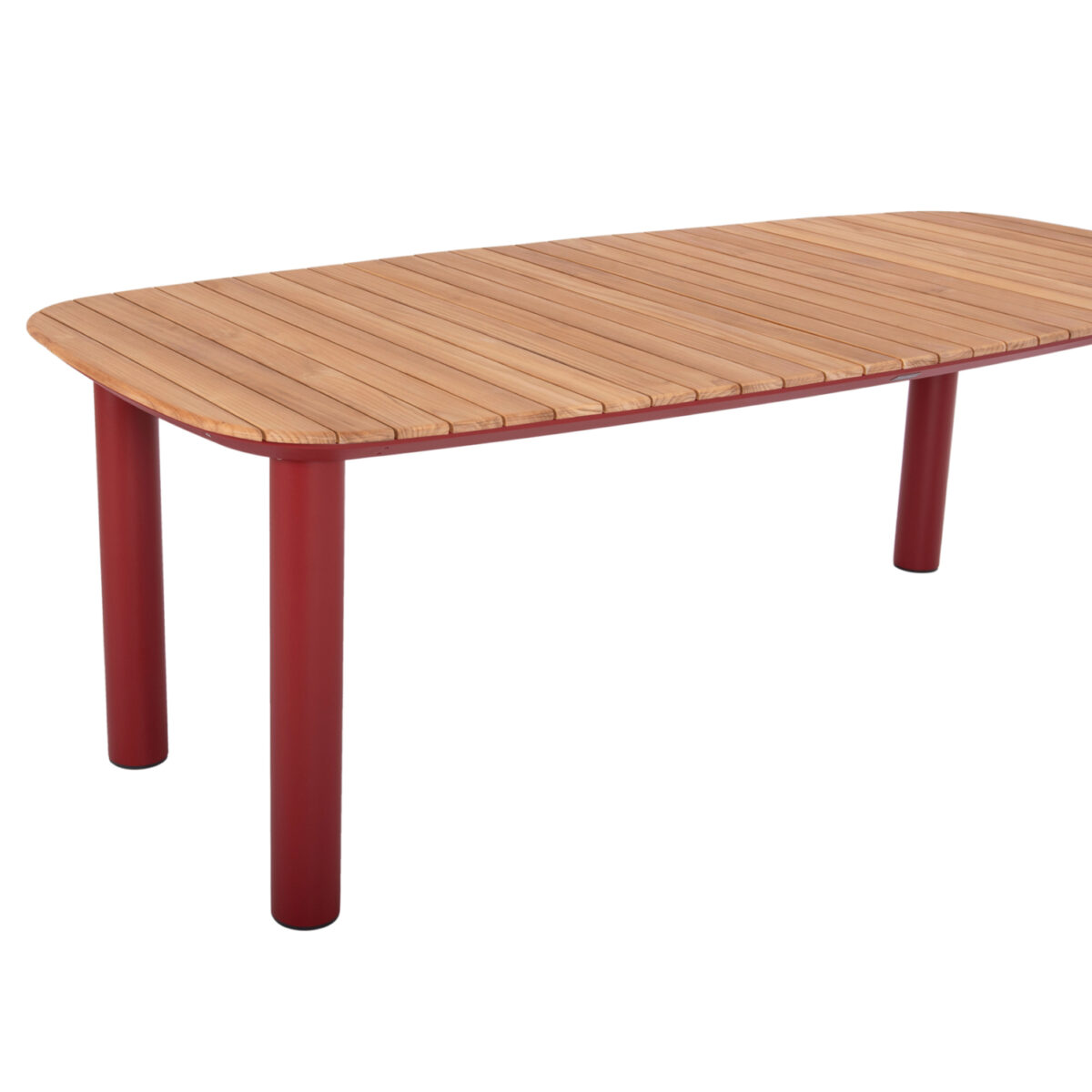 4 ΤΡΑΠΕΖΙ ΤΡΑΠΕΖΑΡΙΑΣ ΣΕΙΡΑ EUTOPIA SM6203.05 ΚΟΚΚΙΝΟ ΑΛΟΥΜΙΝΙΟ-ΞΥΛΟ TEAK 220x100x75Υ - Image 5