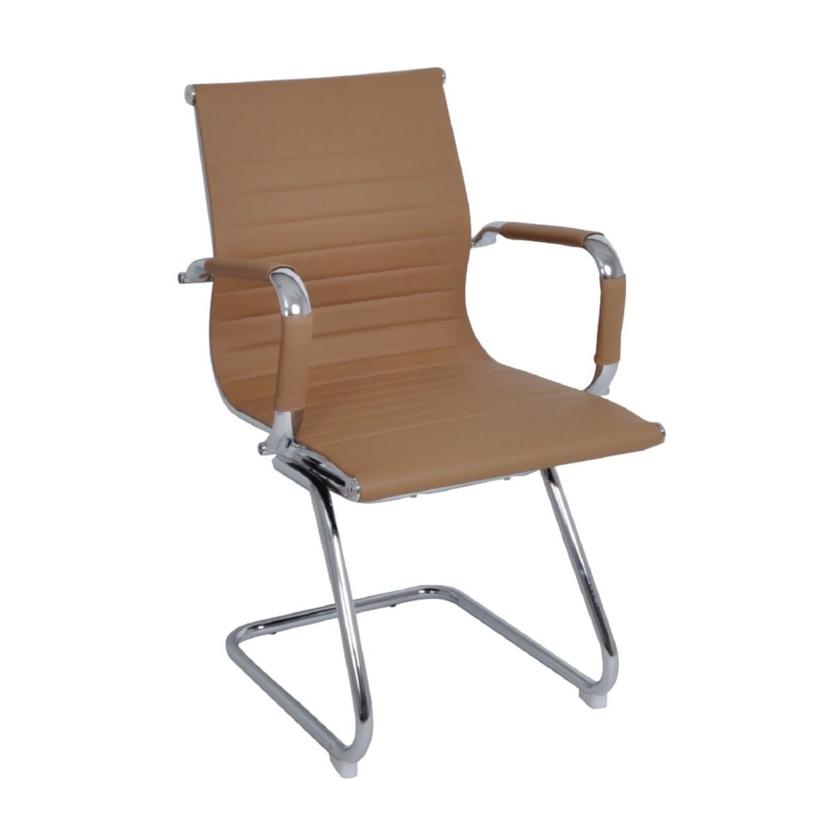 BF3300V Πολυθρόνα Γραφείου Επισκέπτη, Μέταλλο Βάση Χρώμιο PU Μπεζ - Image 2