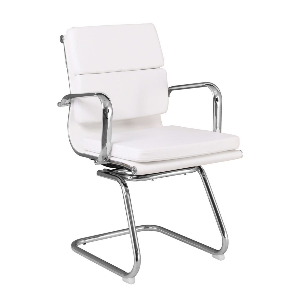 BF4800V Πολυθρόνα Γραφείου Επισκέπτη, Μέταλλο Χρώμιο, PU  Άσπρο - Image 2
