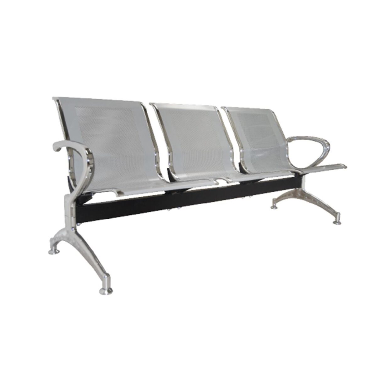 Κάθισμα Αναμονής - Υποδοχής 3 Θέσεων, Μέταλλο Χρώμιο Mesh Γκρι - Image 2