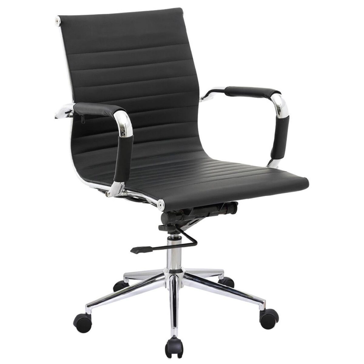 BF3301 Πολυθρόνα Γραφείου Μέταλλο Βάση Χρώμιο, PU Μαύρο - Image 2