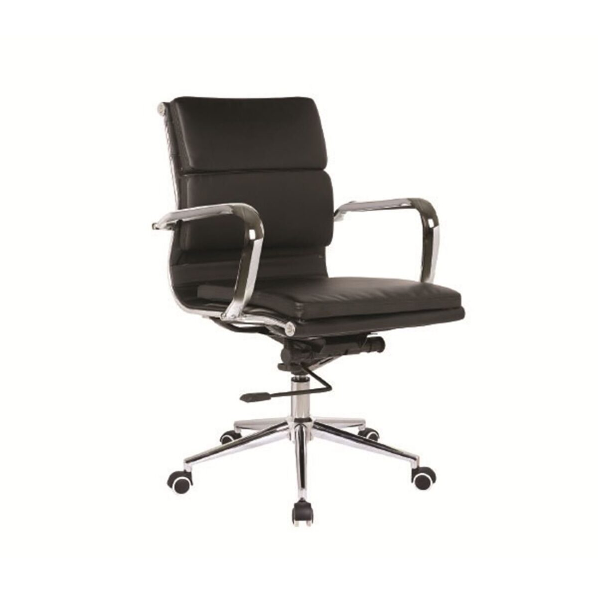 BF4801 Πολυθρόνα Γραφείου Μέταλλο Χρώμιο, PU Μαύρο - Image 2