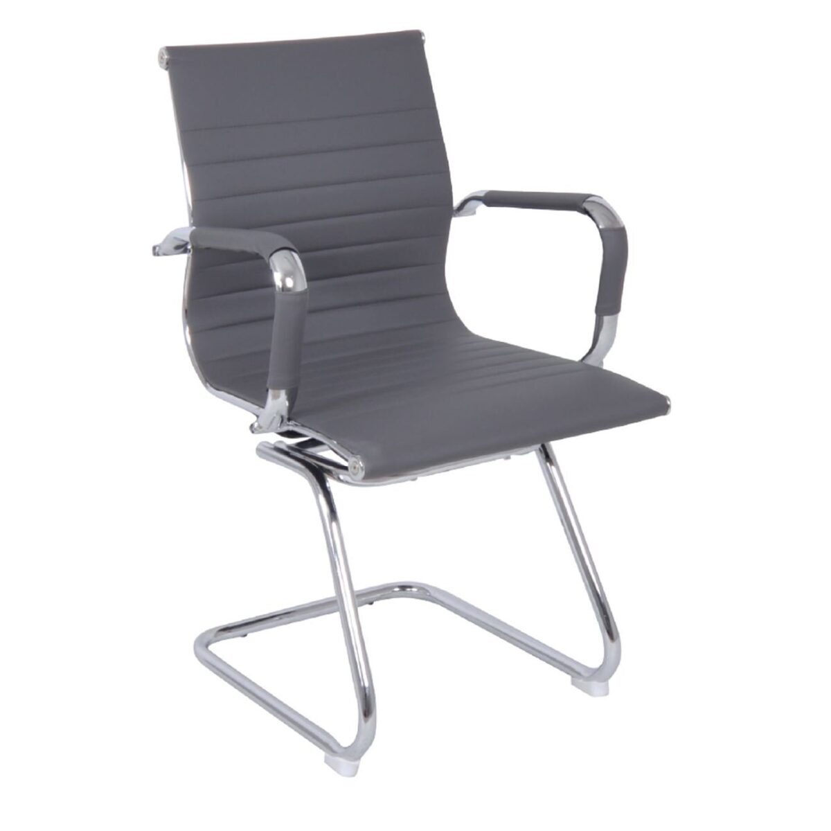 BF3300V Πολυθρόνα Γραφείου Επισκέπτη, Μέταλλο Βάση Χρώμιο PU Γκρι - Image 2