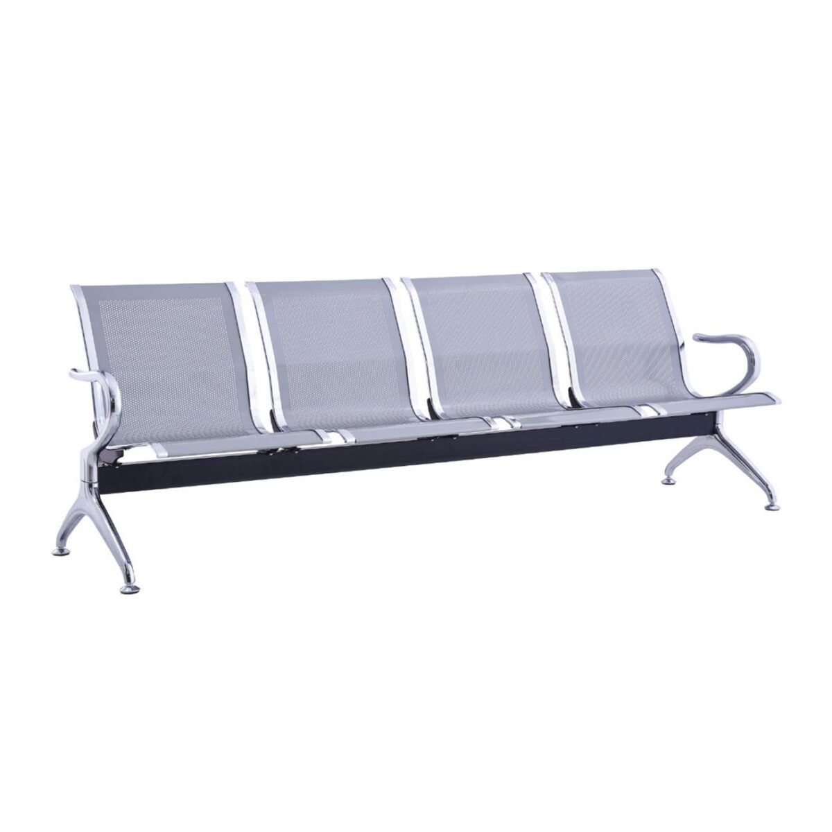 Κάθισμα Αναμονής - Υποδοχής 4 Θέσεων, Μέταλλο Χρώμιο Mesh Γκρι - Image 2