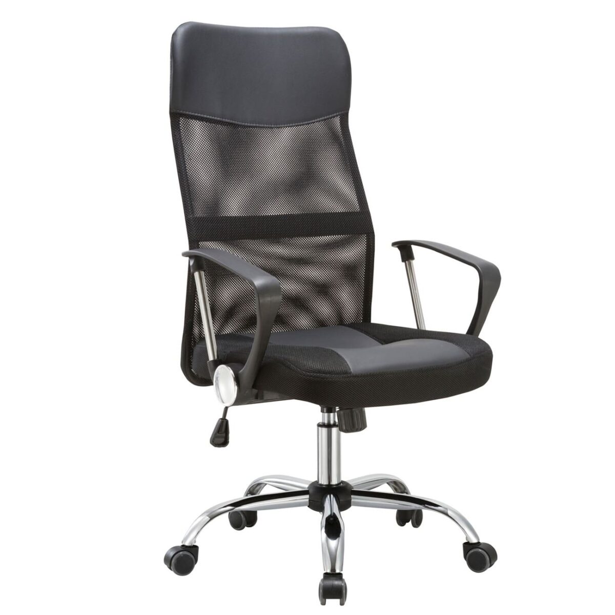 BF2400-PVC Πολυθρόνα Γραφείου Διευθυντή, Βάση Χρώμιο, Pvc Μαύρο - Mesh Μαύρο - Image 2