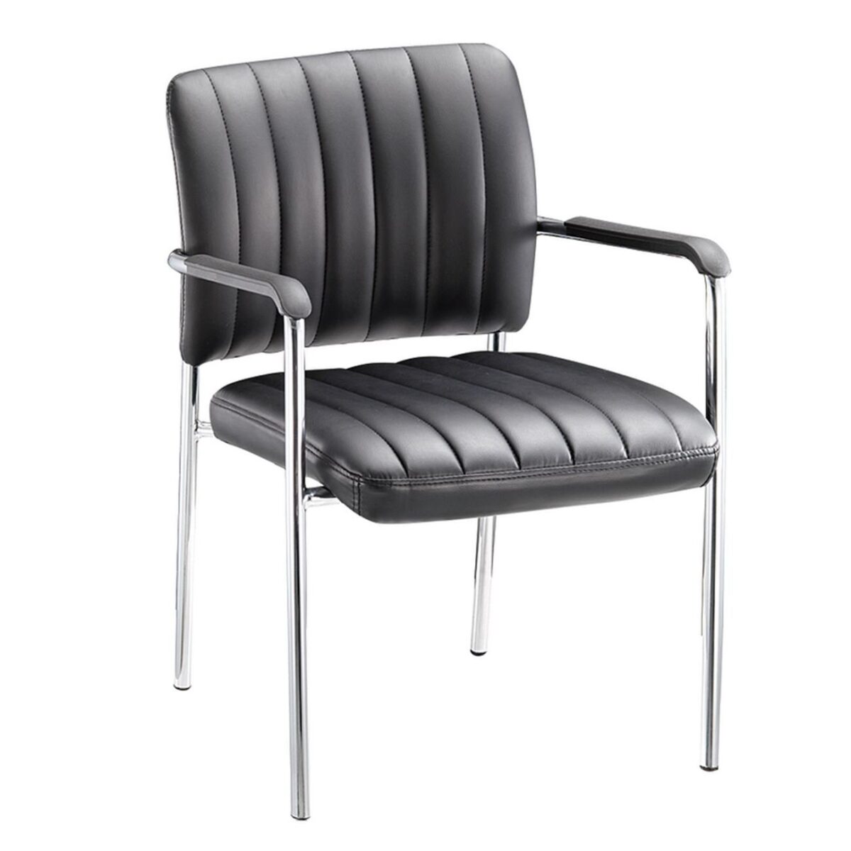 DENIM Πολυθρόνα Γραφείου Επισκέπτη Χρώμιο, Pu Μαύρο - Image 2