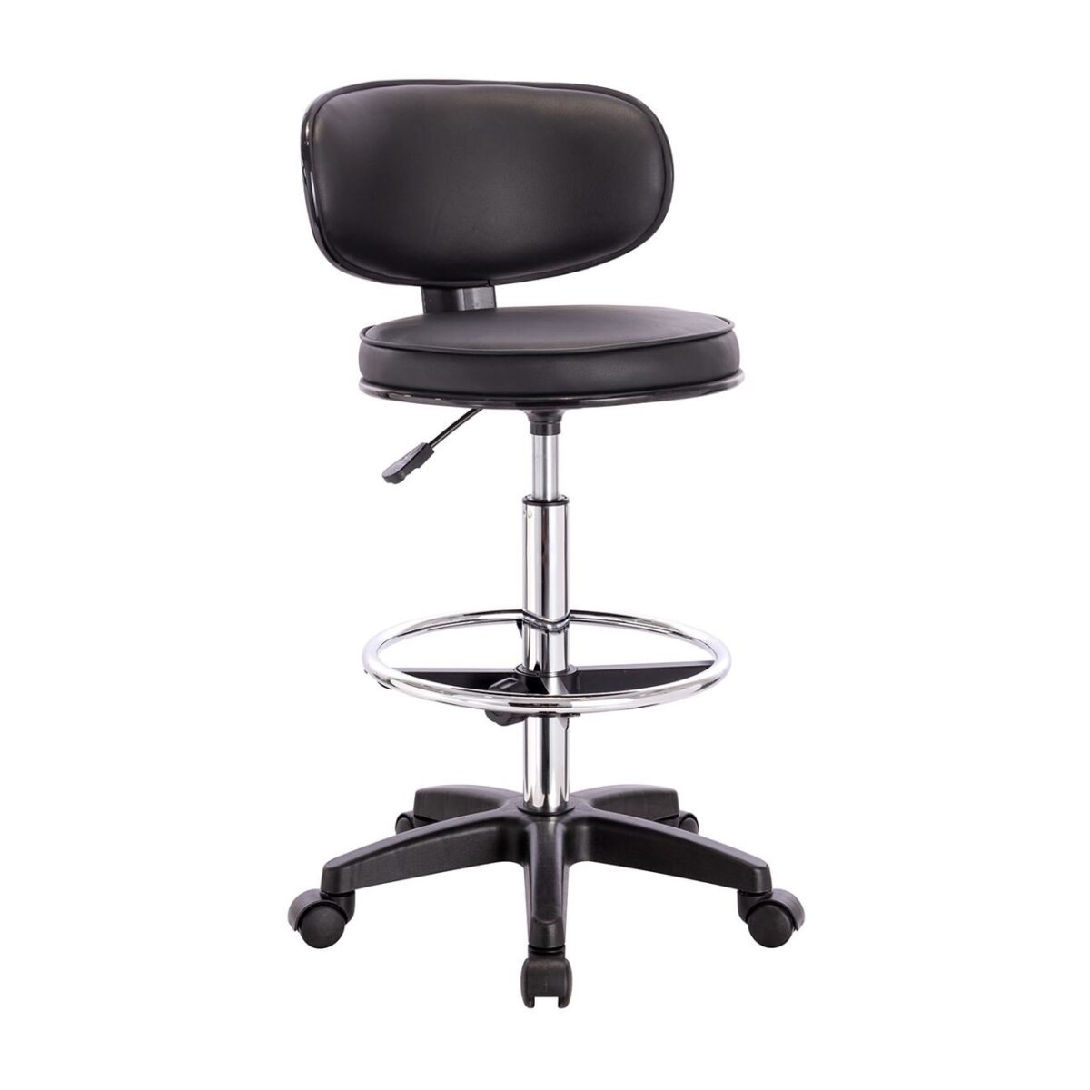 BF406 Σκαμπό Reception-Ταμείου PU Μαύρο, Τροχήλατο, Ρύθμιση Ύψους, Περιστρεφόμενο - Image 2