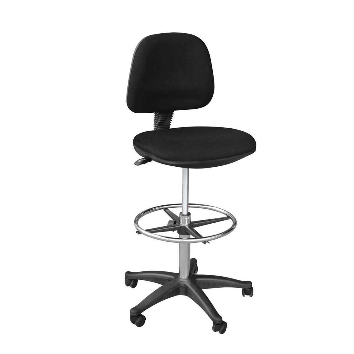 BF501 Σκαμπό Reception - Ταμείου με Πλάτη, Ύφασμα Μαύρο - Image 2