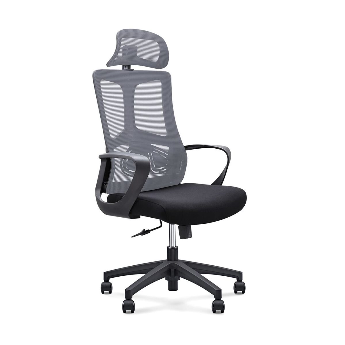 BF8600 Πολυθρόνα Γραφείου Διευθυντή, Mesh Γκρι, Ύφασμα Μαύρο - Image 2