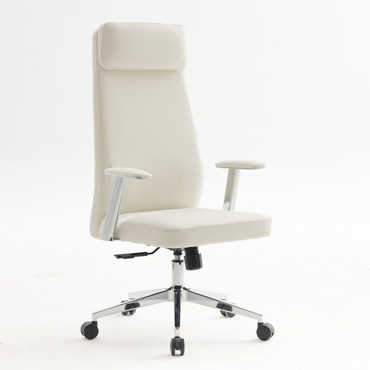 BF8800 Πολυθρόνα Γραφείου Διευθυντή, Pu Άσπρο, Βάση & Μπράτσα Χρώμιο - Image 2