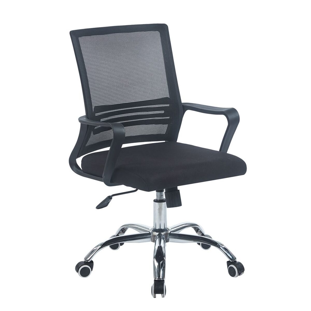 BF2110-W Πολυθρόνα Γραφείου Μέταλλο Χρώμιο, Mesh Μαύρο - Image 2