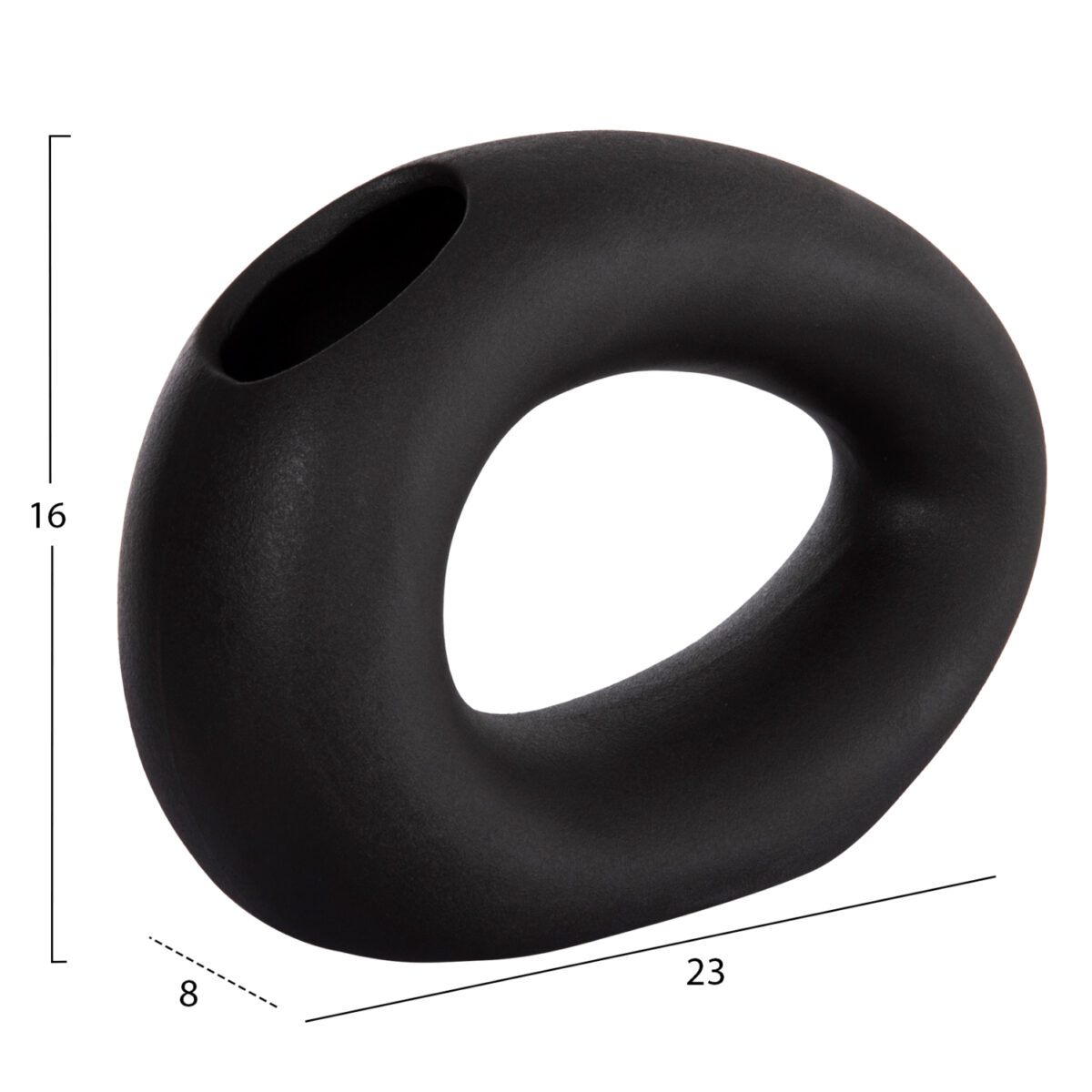 ΕΠΙΤΡΑΠΕΖΙΟ ΚΕΡΑΜΙΚΟ ΔΙΑΚΟΣΜΗΤΙΚΟ ELLIPTO HM4645.02 ΜΑΥΡΟ ΜΑΤ 23x8x16Υ εκ - Image 2