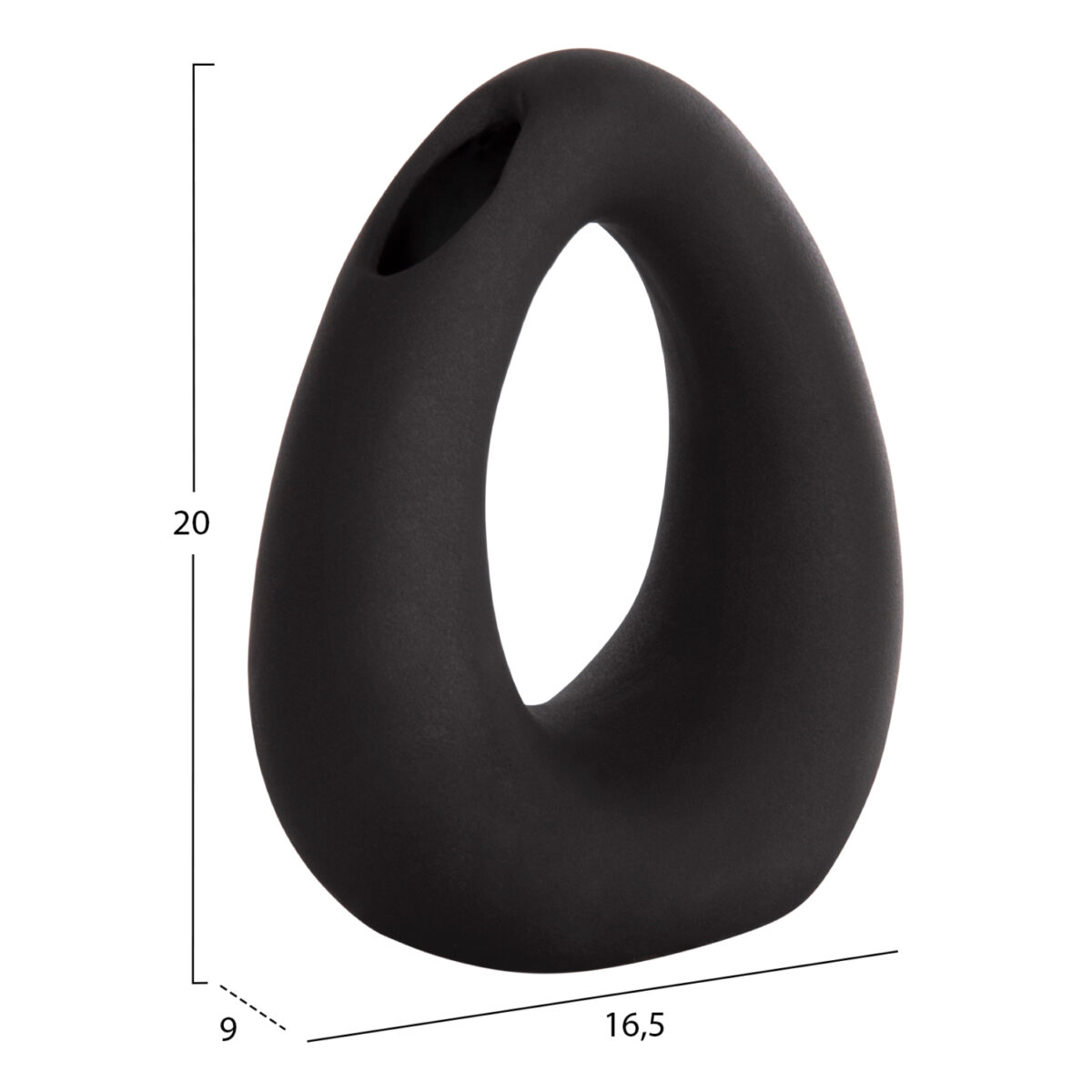 ΕΠΙΤΡΑΠΕΖΙΟ ΚΕΡΑΜΙΚΟ ΔΙΑΚΟΣΜΗΤΙΚΟ ELLIPTO HM4644.02 ΜΑΥΡΟ ΜΑΤ 16,5x9x20Υεκ - Image 2