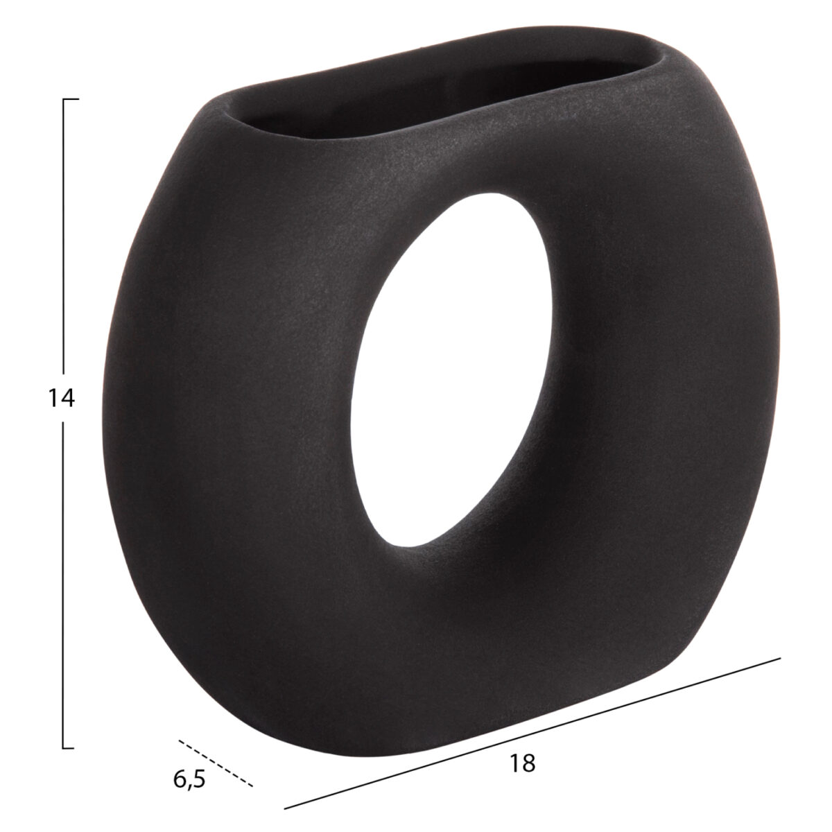 ΕΠΙΤΡΑΠΕΖΙΟ ΚΕΡΑΜΙΚΟ ΔΙΑΚΟΣΜΗΤΙΚΟ ELLIPTO HM4646.02 ΜΑΥΡΟ ΜΑΤ 18x6,5x14Υεκ - Image 2