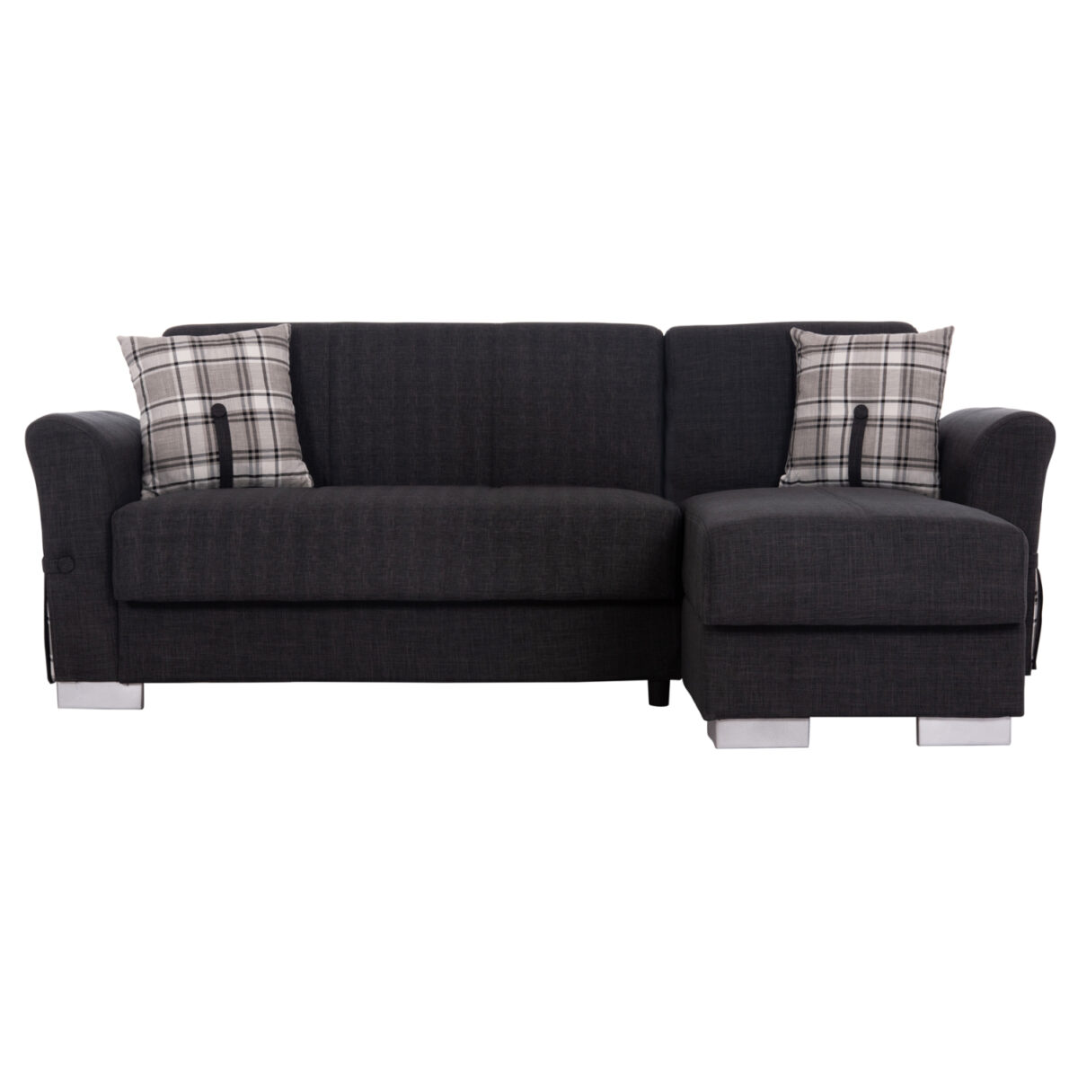 ΓΩΝΙΑΚΟΣ ΚΑΝΑΠΕΣ-ΚΡΕΒΑΤΙ ΜΕ ΑΠΟΘ. ΧΩΡΟ BRONKO HM3291.01 ΑΝΘΡΑΚΙ ΥΦΑΣΜΑ 218x138x77Y - Image 4