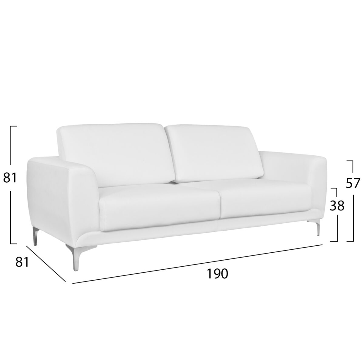 kanapes-3thesios-fb9312132-me-leyko-pu-1-1 ΚΑΝΑΠΕΣ 3ΘΕΣΙΟΣ KENZIE HM3121.32 ΜΕ ΛΕΥΚΟ PU 190x81x81 εκ. - Image 2
