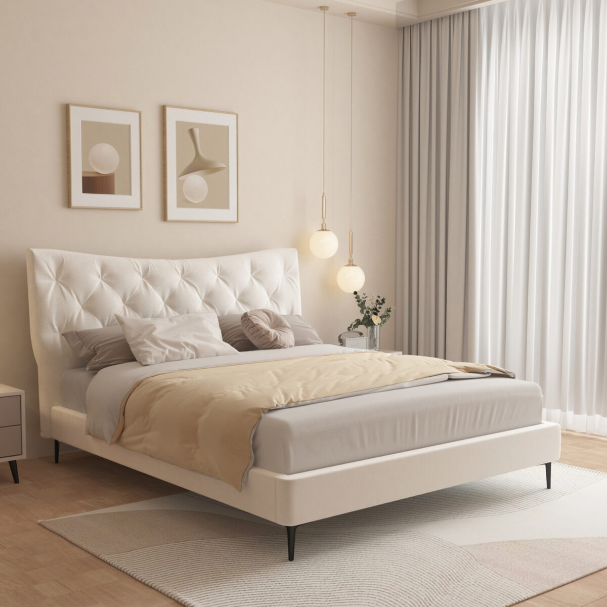 krebati-diplo-fb973703-yfasma-se-mpez-gi-1 ΚΡΕΒΑΤΙ ΔΙΠΛΟ JILL HM737.03 ΥΦΑΣΜΑ ΣΕ ΜΠΕΖ--ΓΙΑ ΣΤΡΩΜΑ 160x200εκ. - Image 2