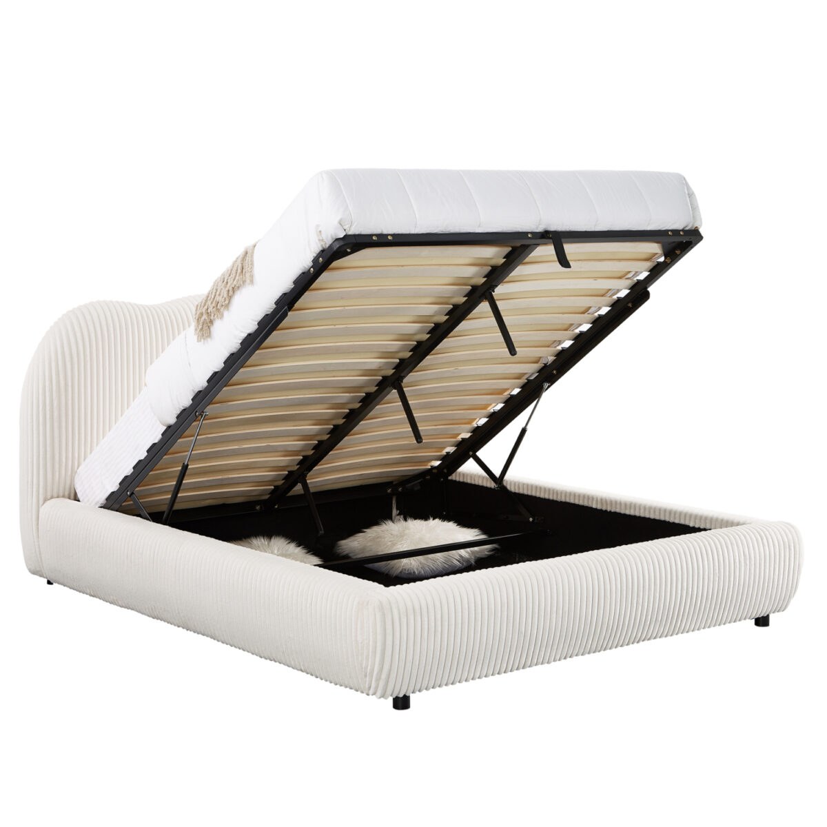 ΚΡΕΒΑΤΙ ΜΕ ΑΠΟΘ.ΧΩΡΟ KALLY HM729.03 ΜΠΕΖ FAUX FUR ΥΦΑΣΜΑ--ΓΙΑ ΣΤΡΩΜΑ 160x200εκ - Image 5