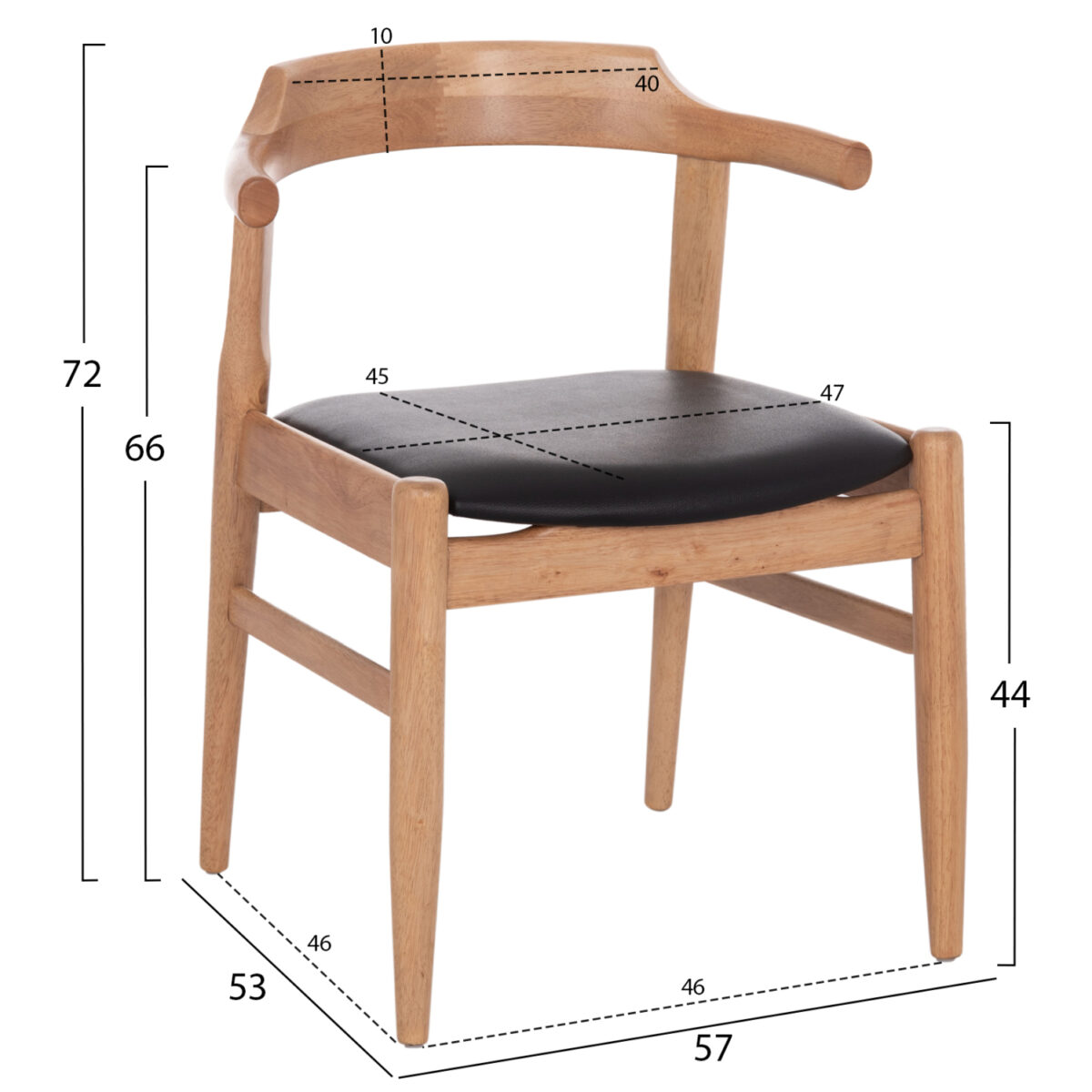 ΠΟΛΥΘΡΟΝΑ CERSEI HM9946.01 RUBBERWOOD ΣΕ LIGHT OAK & PU ΣΕ ΜΑΥΡΟ 57x53x72Υεκ - Image 2