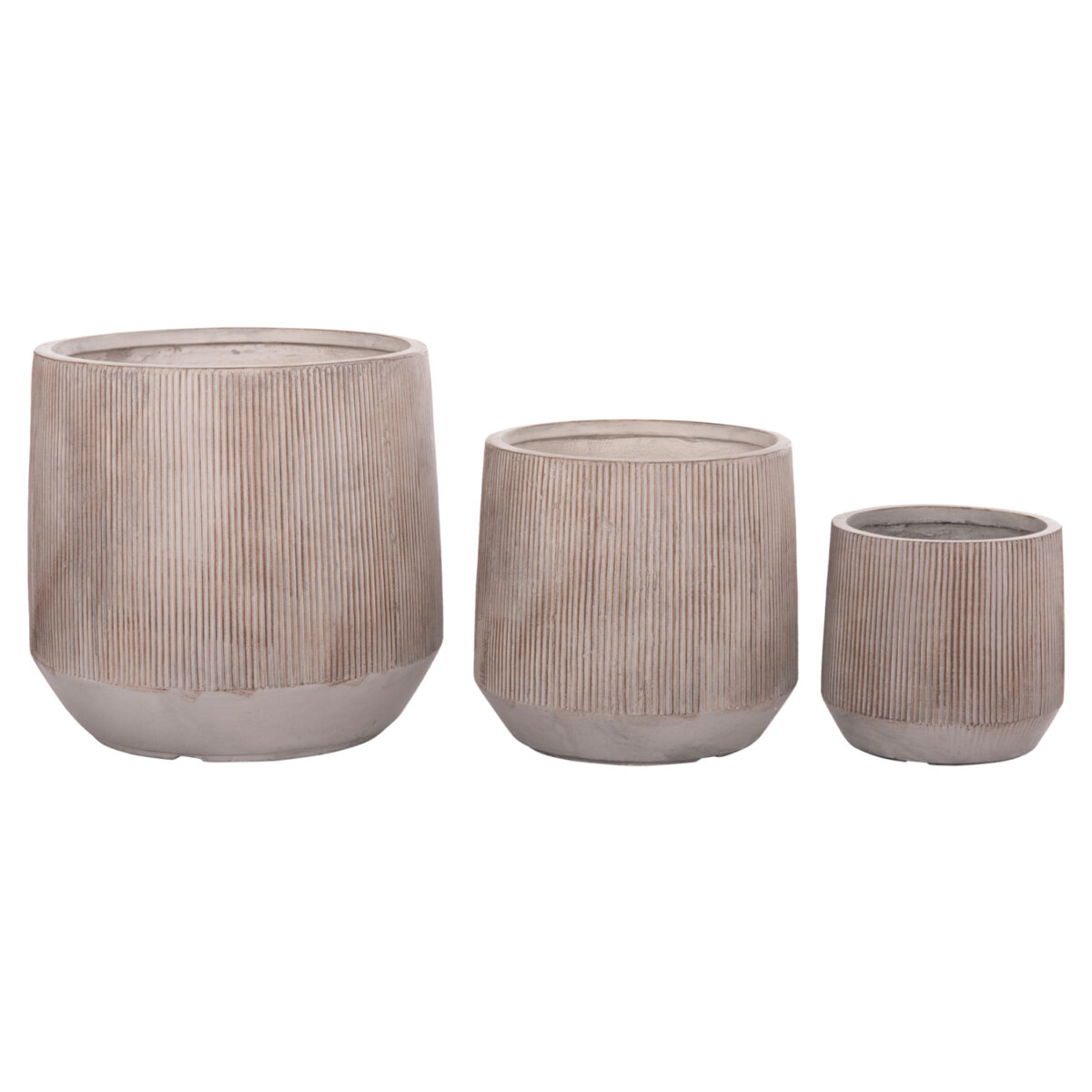 ΣΕΤ 3ΤΜΧ ΓΛΑΣΤΡΕΣ ΣΤΡΟΓΓΥΛΕΣ ΣΕΙΡΑ GARDENER HM4724 FIBERCLAY-ΧΡΩΜΑ CEMENT Φ55x55Υεκ - Image 6