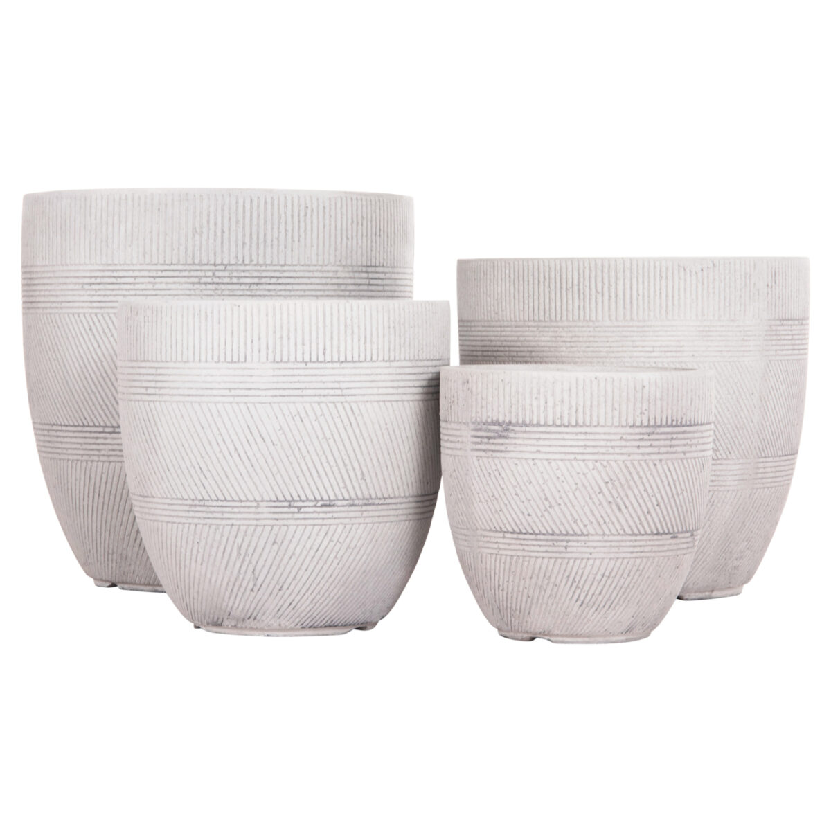 ΣΕΤ 4ΤΜΧ ΓΛΑΣΤΡΕΣ ΣΤΡΟΓΓΥΛΕΣ ΣΕΙΡΑ GARDENER HM4719 FIBERCLAY-ΧΡΩΜΑ CEMENT Φ44x43Υεκ - Image 2