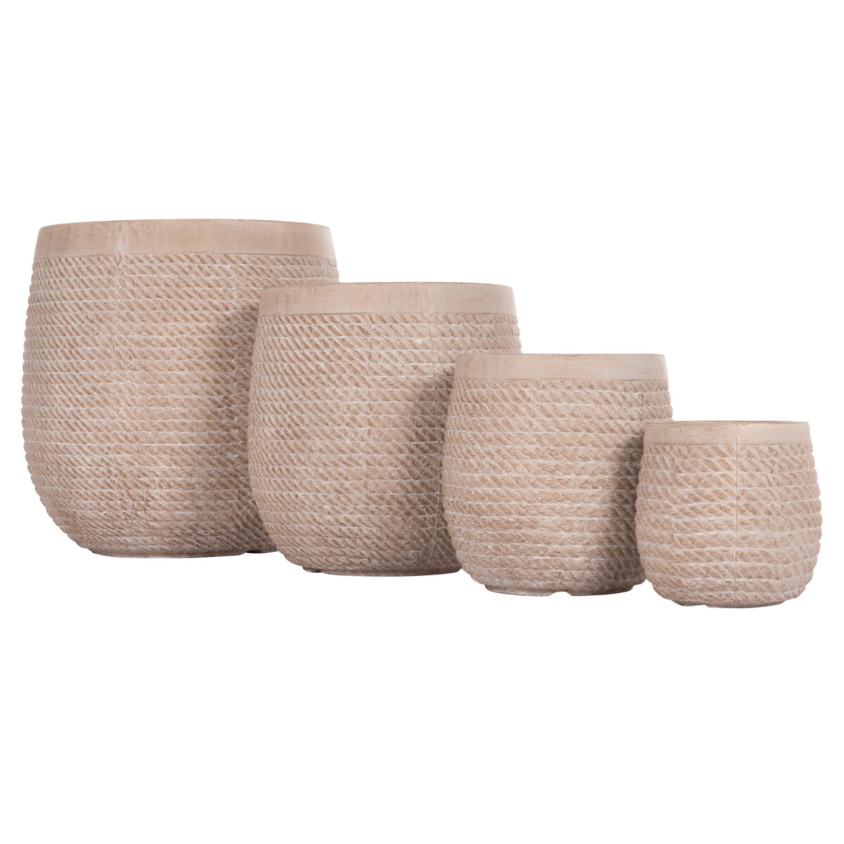 ΣΕΤ 4ΤΜΧ ΓΛΑΣΤΡΕΣ ΣΤΡΟΓΓΥΛΕΣ GARDENER HM4722 FIBERCLAY--IVORY CEMENT Φ54x54Υεκ - Image 8
