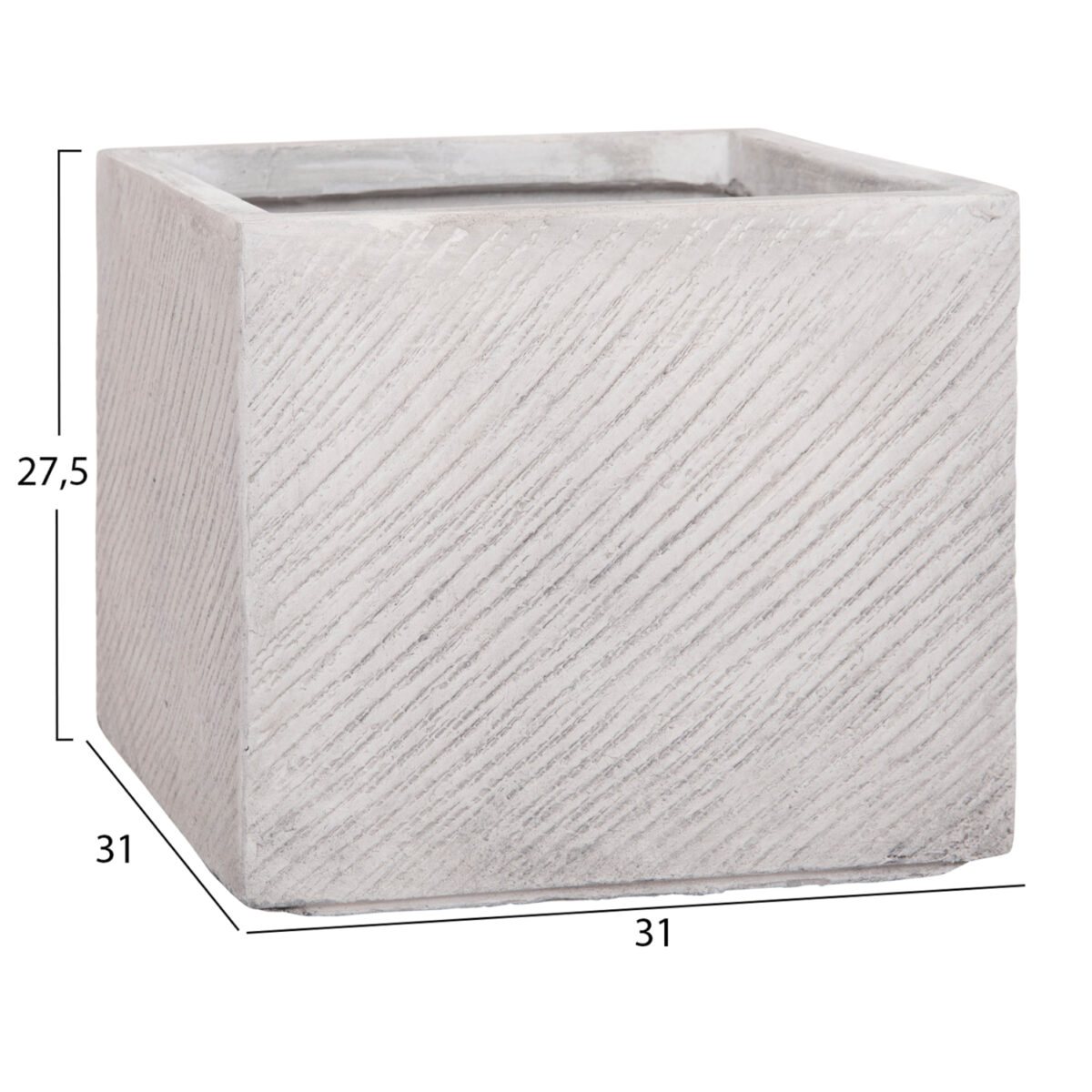 ΣΕΤ 4ΤΜΧ ΓΛΑΣΤΡΕΣ ΤΕΤΡΑΓΩΝΕΣ GARDENER HM4730 FIBERCLAY ΓΚΡΙ CEMENT 37x37x32Υεκ. - Image 4