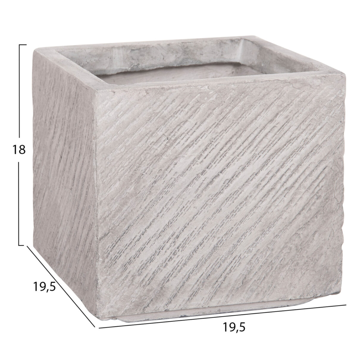 ΣΕΤ 4ΤΜΧ ΓΛΑΣΤΡΕΣ ΤΕΤΡΑΓΩΝΕΣ GARDENER HM4730 FIBERCLAY ΓΚΡΙ CEMENT 37x37x32Υεκ. - Image 6