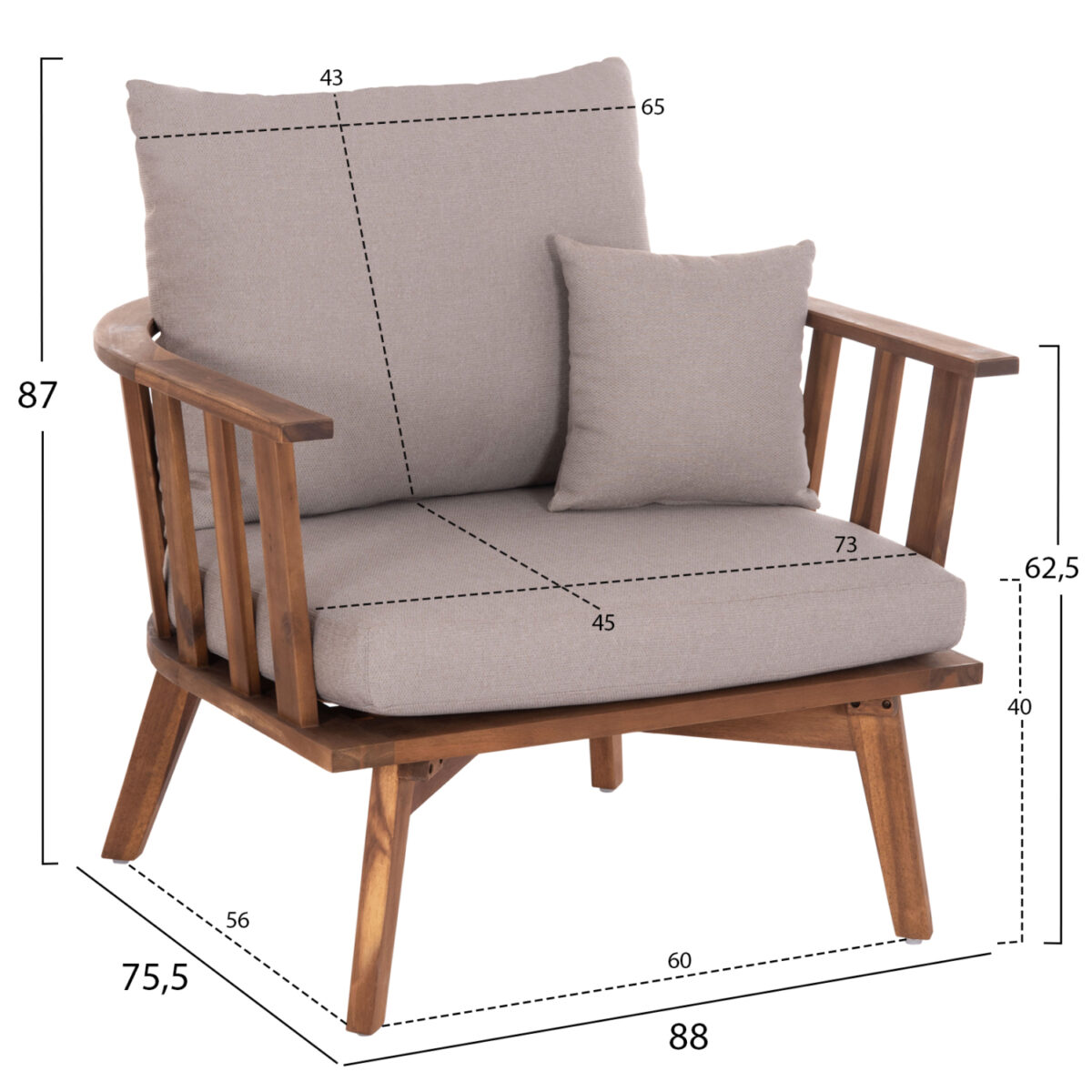 ΣΕΤ ΣΑΛΟΝΙ ΕΞΩΤ.ΧΩΡΟΥ 4TMX HARRA HM6236 ΞΥΛΟ ΑΚΑΚΙΑΣ ΦΥΣΙΚΟ--ΜΑΞΙΛΑΡΙΑ ΓΚΡΙ - Image 3