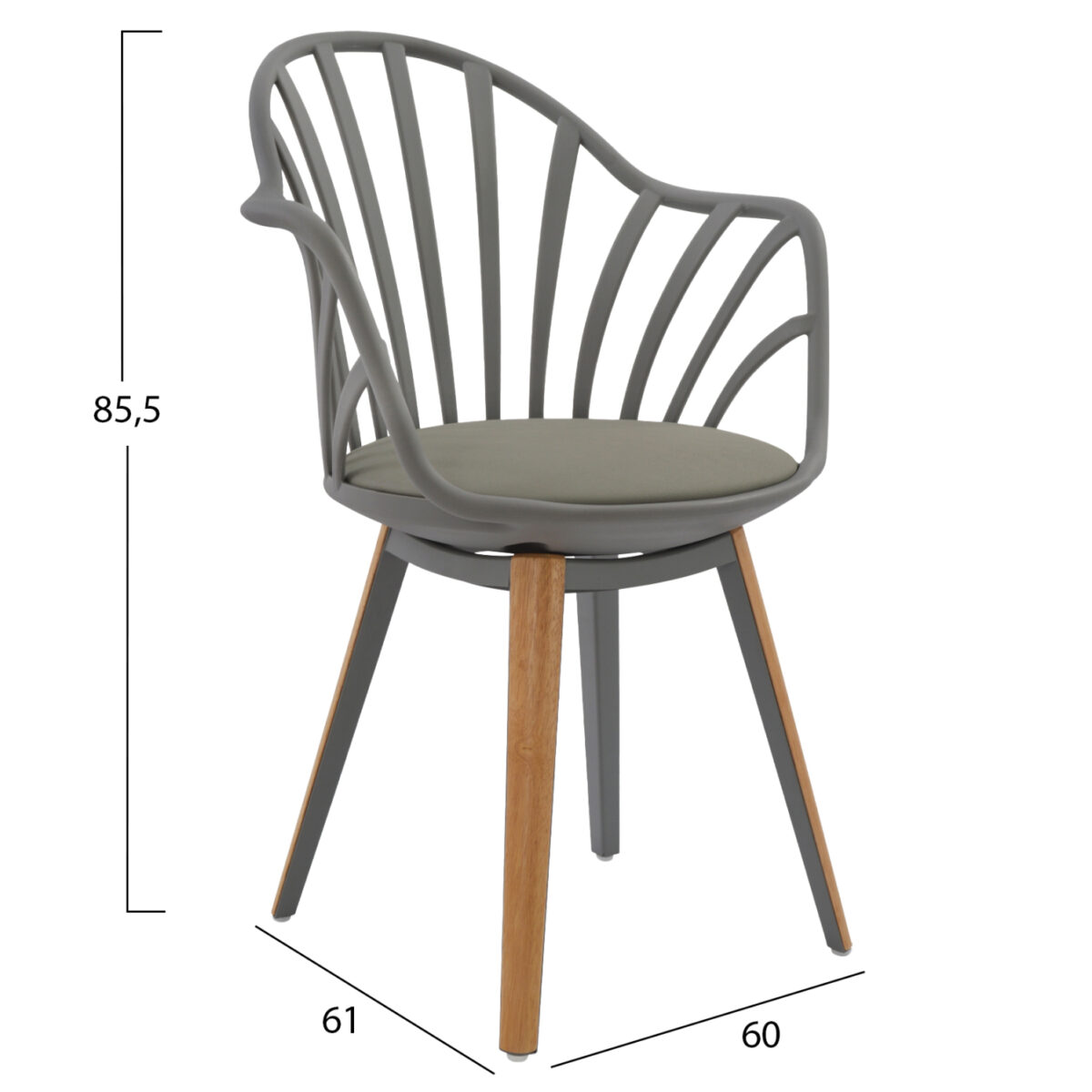 ΣΕΤ ΤΡΑΠΕΖΑΡΙΑΣ 5ΤΜΧ ANAIS HM21176 MDF TOP ΣΕ ΓΚΡΙ--P.P. & PU ΣΕ ΓΚΡΙ - Image 3