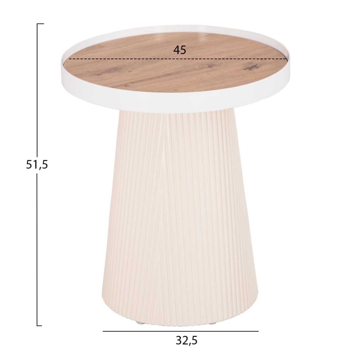 ΤΡΑΠΕΖΑΚΙ ΒΟΗΘΗΤΙΚΟ DENTON HM18023.02 MDF TOP ΦΥΣΙΚΟ ΞΥΛΟΥ-ΒΑΣΗ ΛΕΥΚΗ Φ45x51,5Υεκ. - Image 2