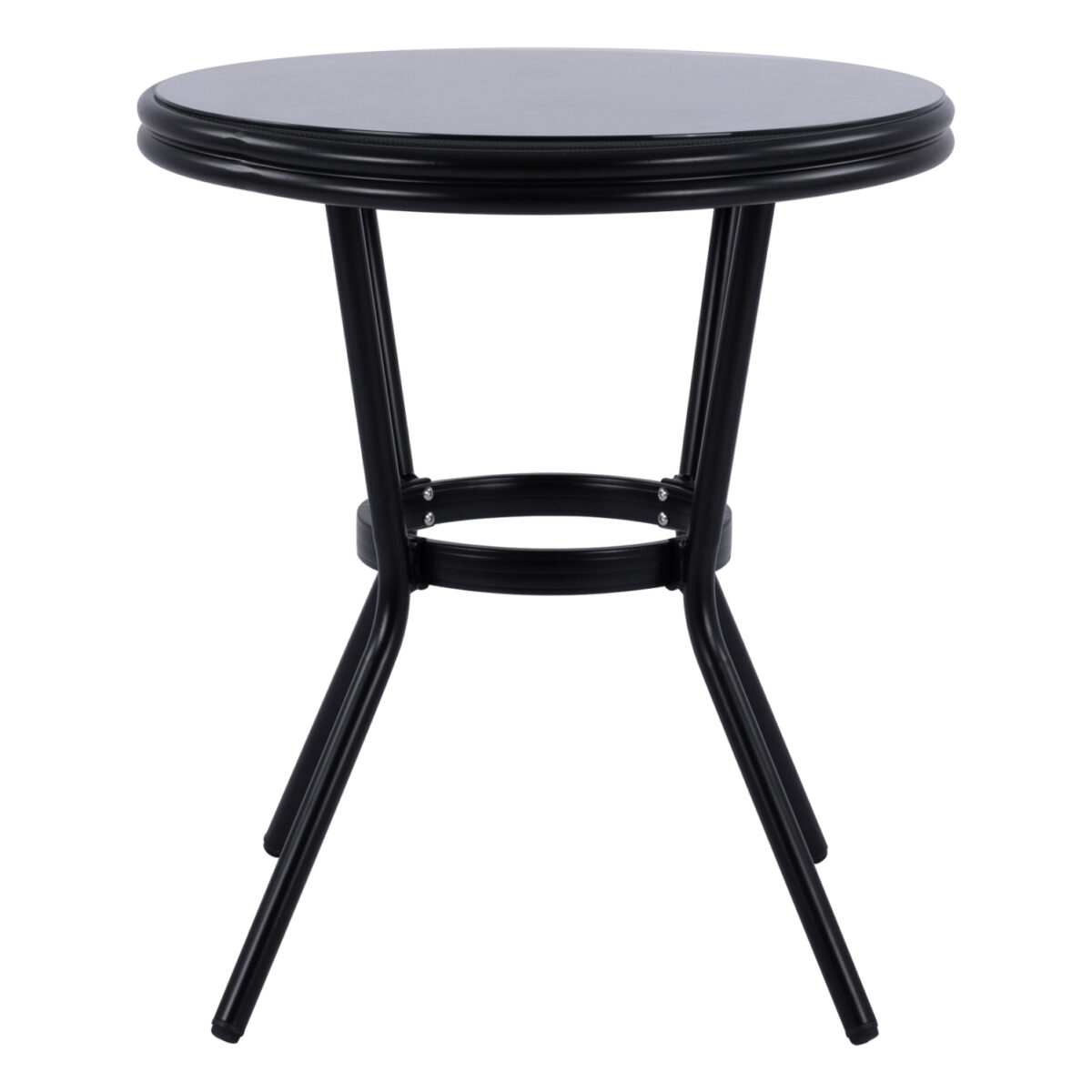 ΤΡΑΠΕΖΙ ΑΛΟΥΜΙΝΙΟΥ MOSES Φ70 BAMBOO LOOK HM5532.02 ΜΑΥΡΟ ΜΕ ΓΥΑΛΙ Φ70X76 εκ - Image 3