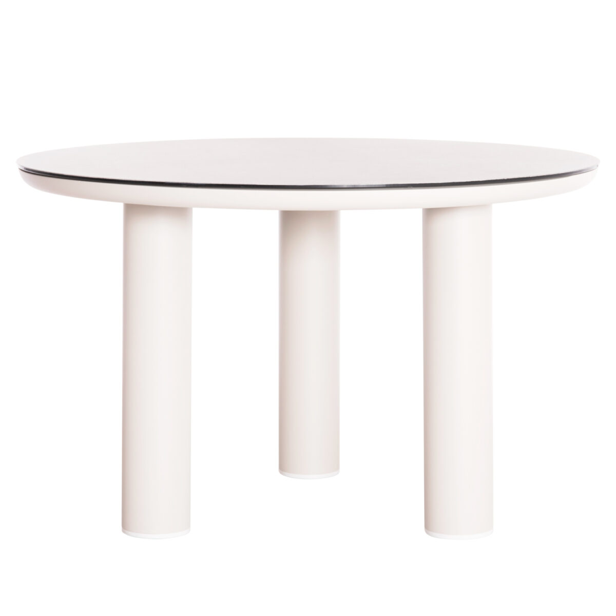 ΤΡΑΠΕΖΙ ΑΛΟΥΜΙΝΙΟΥ DOSUN HM6201.02 ΚΡΕΜ ΣΚΕΛΕΤΟΣ-3D PRINT ΓΥΑΛΙ-ΚΕΡΑΜΙΚΟ LOOK Φ120εκ - Image 3