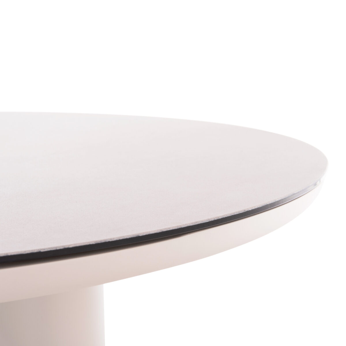 ΤΡΑΠΕΖΙ ΑΛΟΥΜΙΝΙΟΥ DOSUN HM6201.02 ΚΡΕΜ ΣΚΕΛΕΤΟΣ-3D PRINT ΓΥΑΛΙ-ΚΕΡΑΜΙΚΟ LOOK Φ120εκ - Image 6