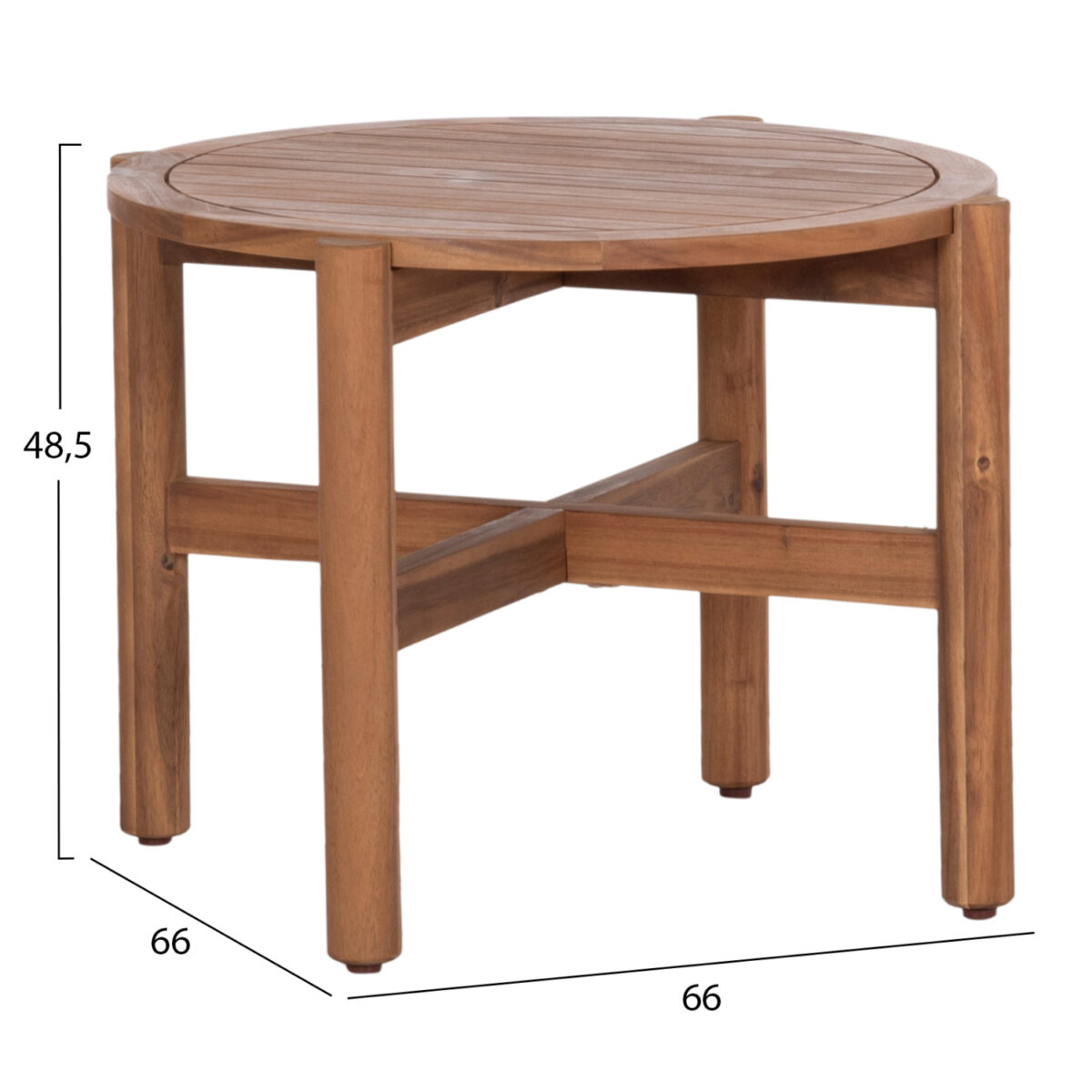 ΤΡΑΠΕΖΙ ΧΑΜΗΛΟ ΕΞ.ΧΩΡΟΥ ΣΤΡΟΓΓΥΛΟ SANJI HM6222 ΞΥΛΟ ΑΚΑΚΙΑΣ ΣΕ ΦΥΣΙΚΟ Φ66x48.5Υεκ. - Image 2