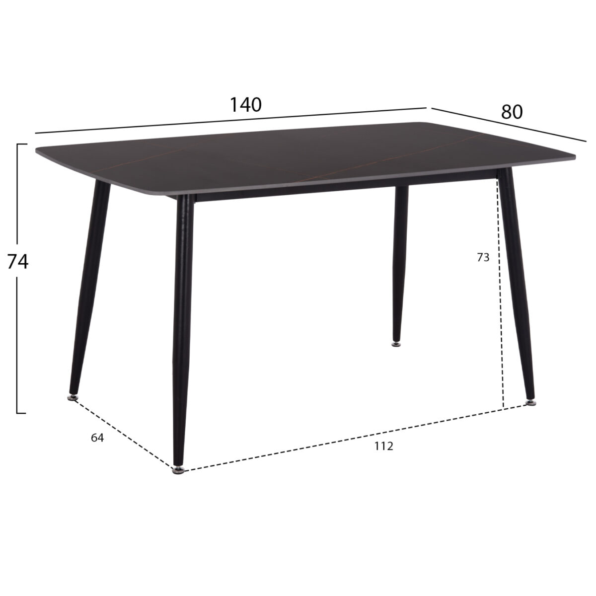 ΤΡΑΠΕΖΙ RAVEN HM18149.02 ΚΕΡΑΜΙΚΟ TOP ΜΕ ΟΨΗ ΜΑΥΡΟ ΜΑΡΜΑΡΟ 140x80x74Υεκ. - Image 2