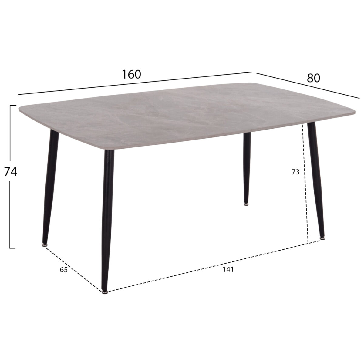 ΤΡΑΠΕΖΙ RAVEN HM18150.13 ΚΕΡΑΜΙΚΟ TOP ΜΕ ΟΨΗ ΓΚΡΙ ΜΑΡΜΑΡΟ 160x80x74Υεκ. - Image 2