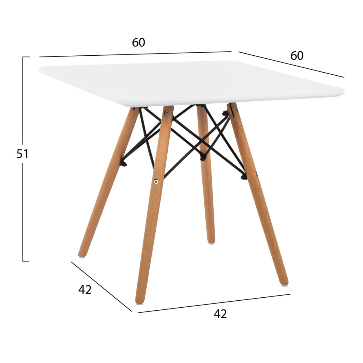 ΤΡΑΠΕΖΙ MINIMAL KID 60X60X51Yεκ. ΛΕΥΚΟ HM8452.01 - Image 2