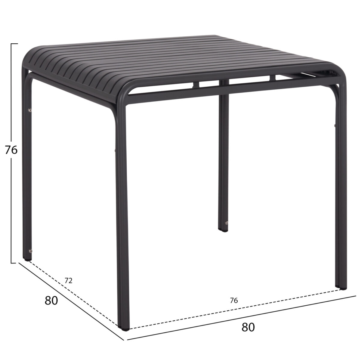 ΤΡΑΠΕΖΙ ΤΕΤΡΑΓΩΝΟ ΑΛΟΥΜΙΝΙΟΥ RACHEL HM6338.01 ΓΚΡΙ 80x80x76Υεκ. - Image 2