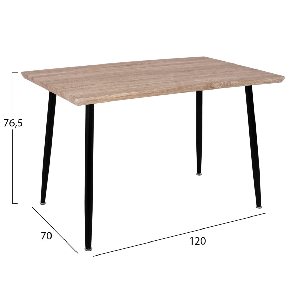 trapezi-trapezarias-fb9833401-120x70ch76-1 ΤΡΑΠΕΖΙ ΤΡΑΠΕΖΑΡΙΑΣ PALOMA HM8334.01, 120X70Χ76,5 SONΟMA, ΜΑΥΡΑ ΠΟΔΙΑ - Image 2
