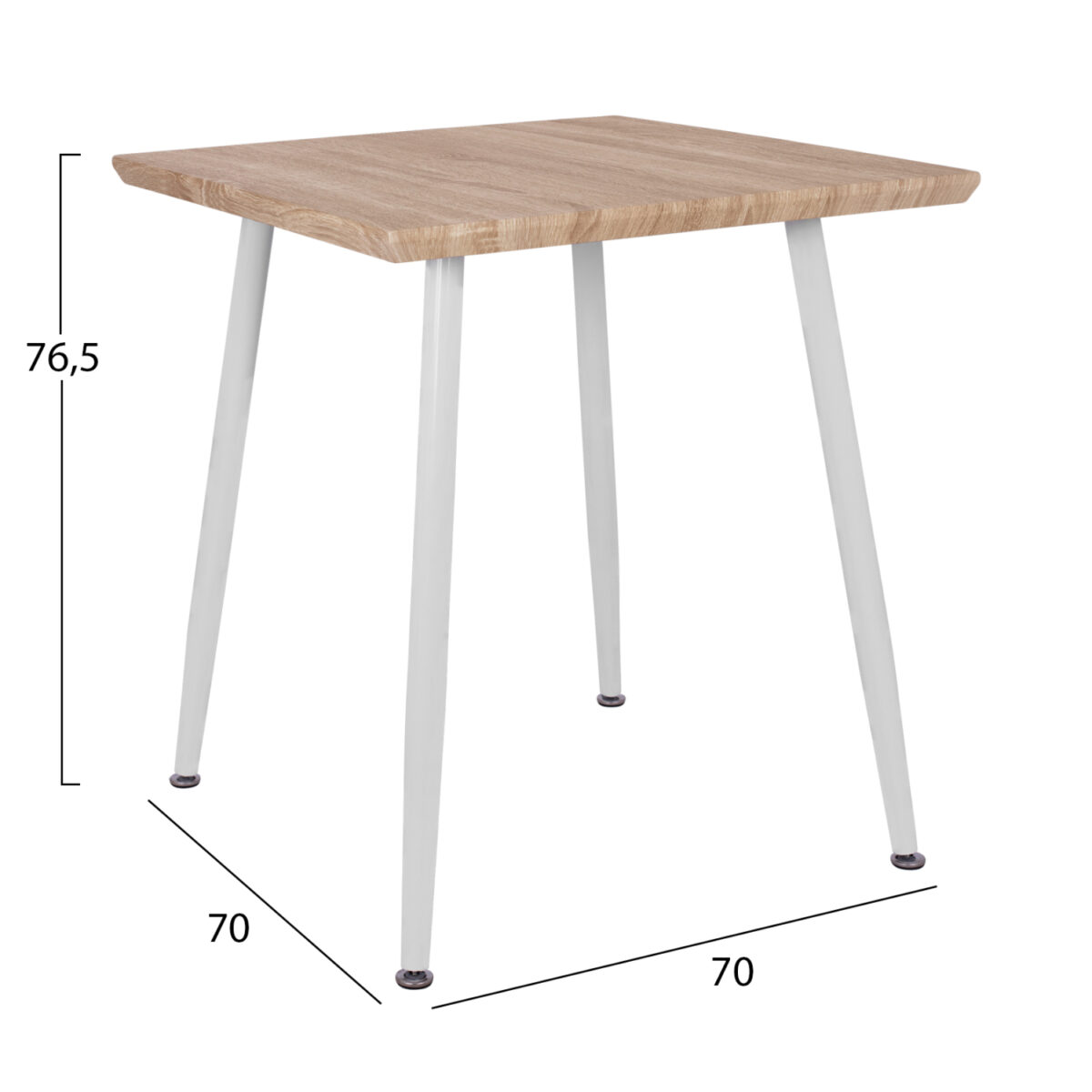 ΤΡΑΠΕΖΙ ΤΡΑΠΕΖΑΡΙΑΣ PALOMA HM8335.02, 70Χ70X76,5, SONOMA, ΛΕΥΚΑ ΠΟΔΙΑ - Image 2