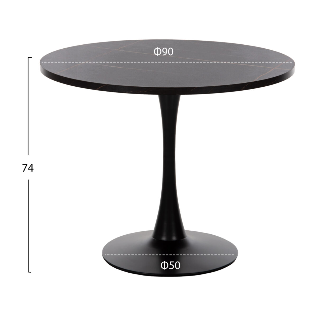 trapezi-trapezarias-fb9942112-stroggylo-1 ΤΡΑΠΕΖΙ ΤΡΑΠΕΖΑΡΙΑΣ ROLLO HM9421.12 ΣΤΡΟΓΓΥΛΟ BLACK MARBLE Φ90x74Υεκ. - Image 2