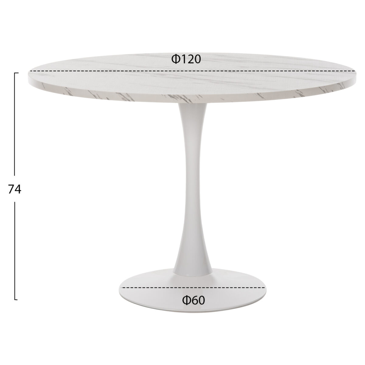 trapezi-trapezarias-fb9942211-stroggylo-1 ΤΡΑΠΕΖΙ ΤΡΑΠΕΖΑΡΙΑΣ ROLLO HM9422.11 ΣΤΡΟΓΓΥΛΟ WHITE MARBLE Φ120x74Yεκ. - Image 2
