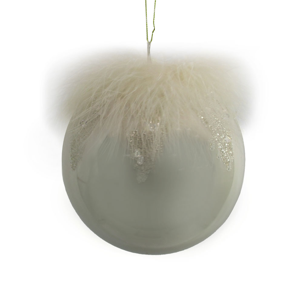 FEATHER ΧΡΙΣΤΟΥΓΕΝΝΙΑΤΙΚΗ ΜΠΑΛΑ 12x12x12cm ΠΛΑΣΤΙΚΟ ΣΑΜΠΑΝΙ ΦΤΕΡΟ