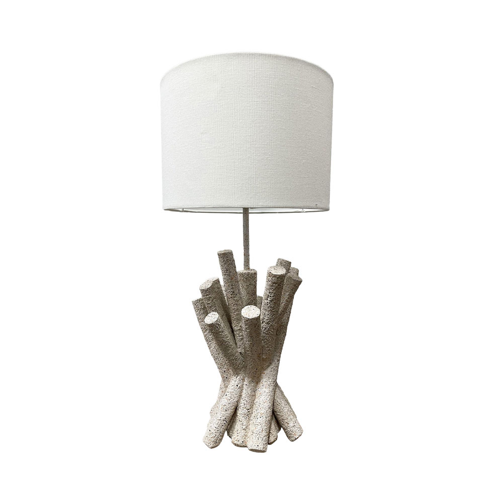 WOODLAND ΦΩΤΙΣΤΙΚΟ ΕΠΙΤΡΑΠΕΖΙΟ 26x26x54 POLYRESIN ΛΕΥΚΟ ΥΦΑΣΜΑ OFF WHITE